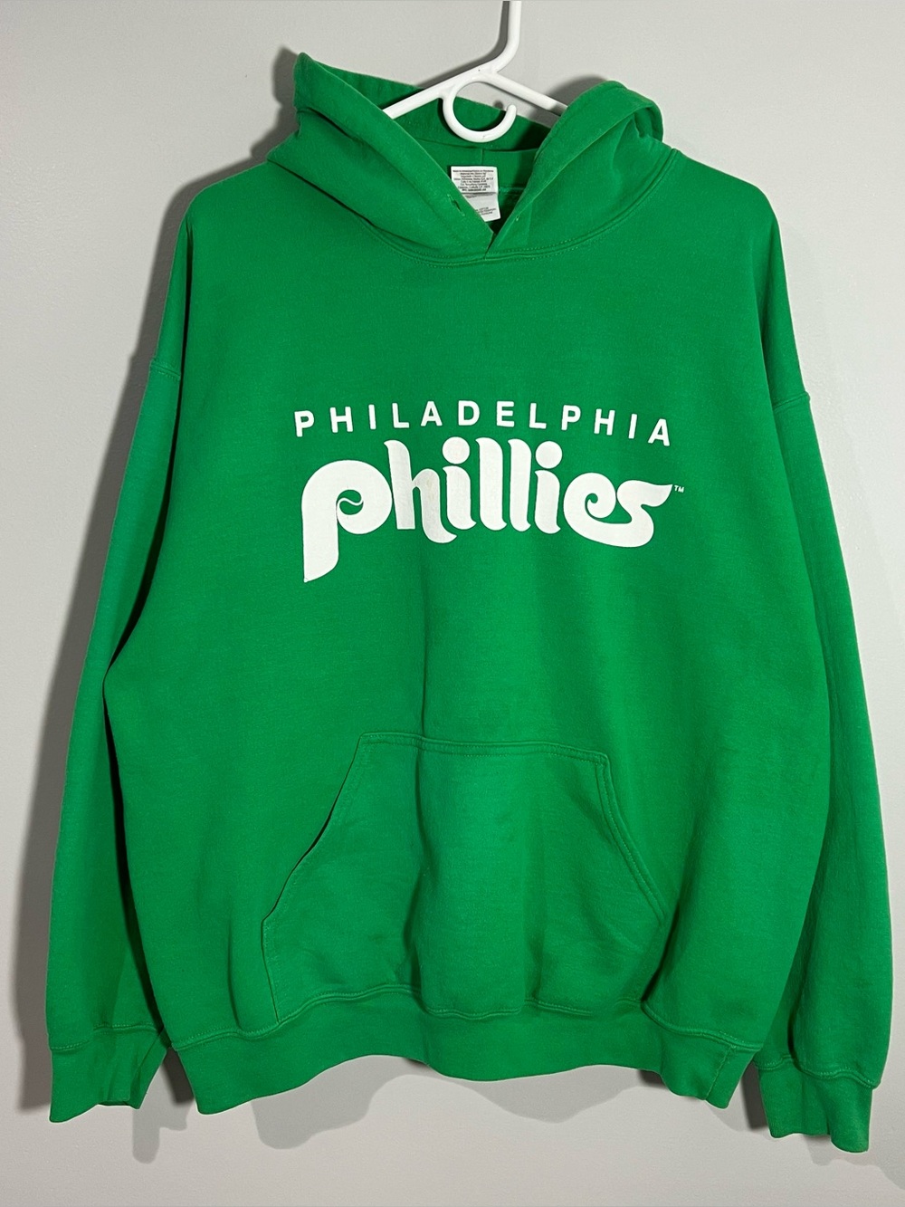 MLB Philadelphia Phillies Baseball Green White Sweatshirt Hoodie Mens Large